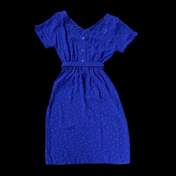 Vintage Purple Dress 90s Sheer Shoulder Pad Belt Size 11/12 KR Of NY USA Floral - Picture 3 of 8